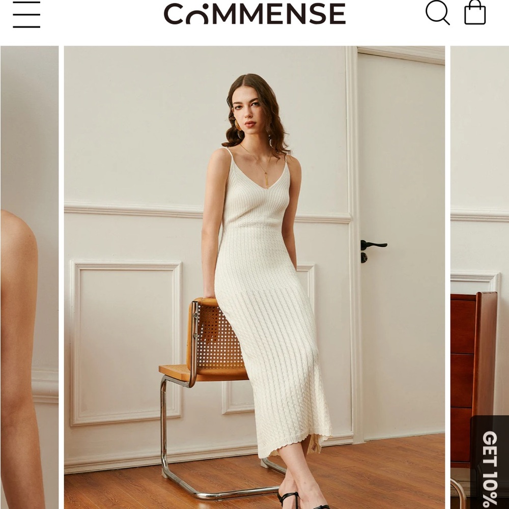 Commense Women's Elegant Cream Maxi Dress